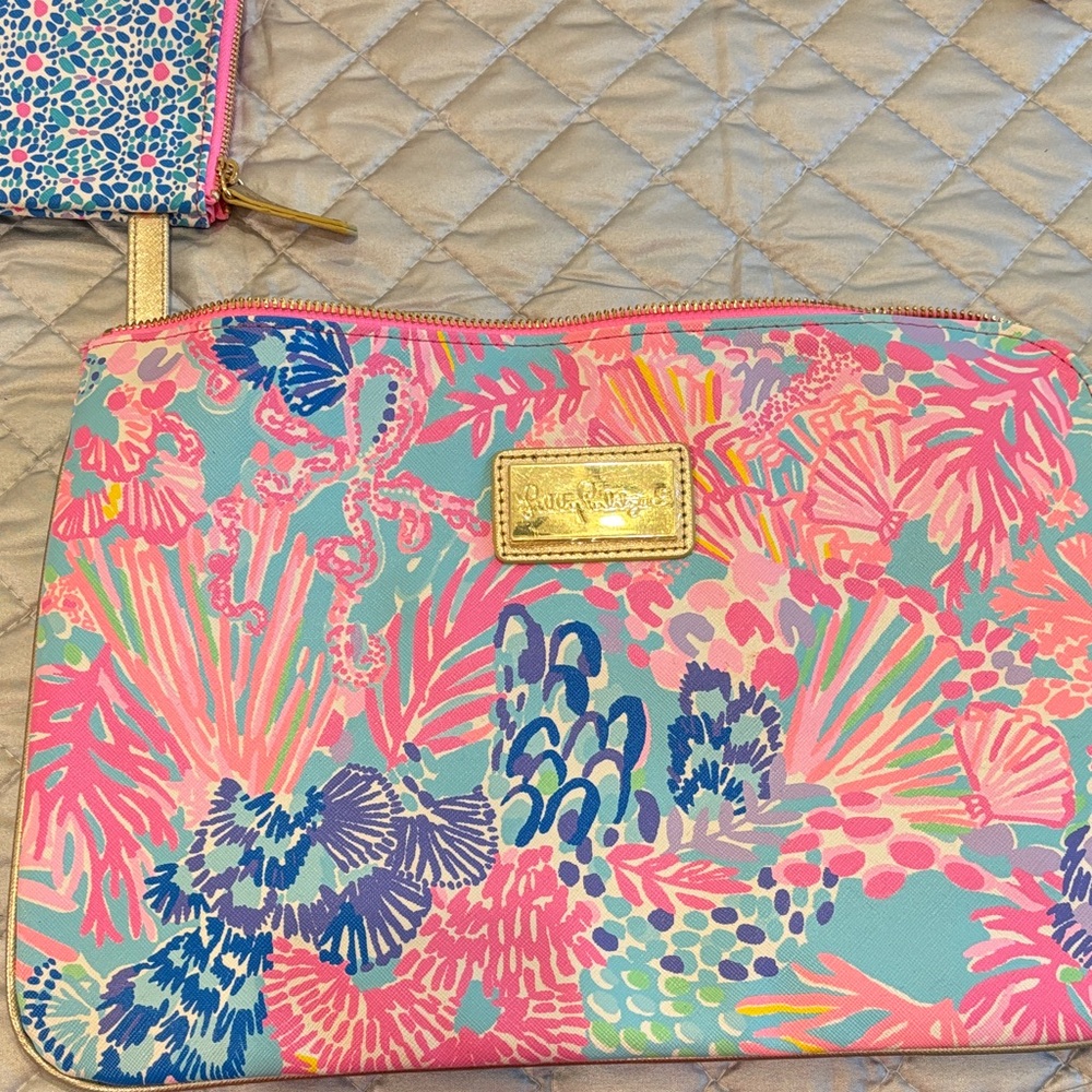 Lilly Pulitzer Pink and Blue Laptop Bag